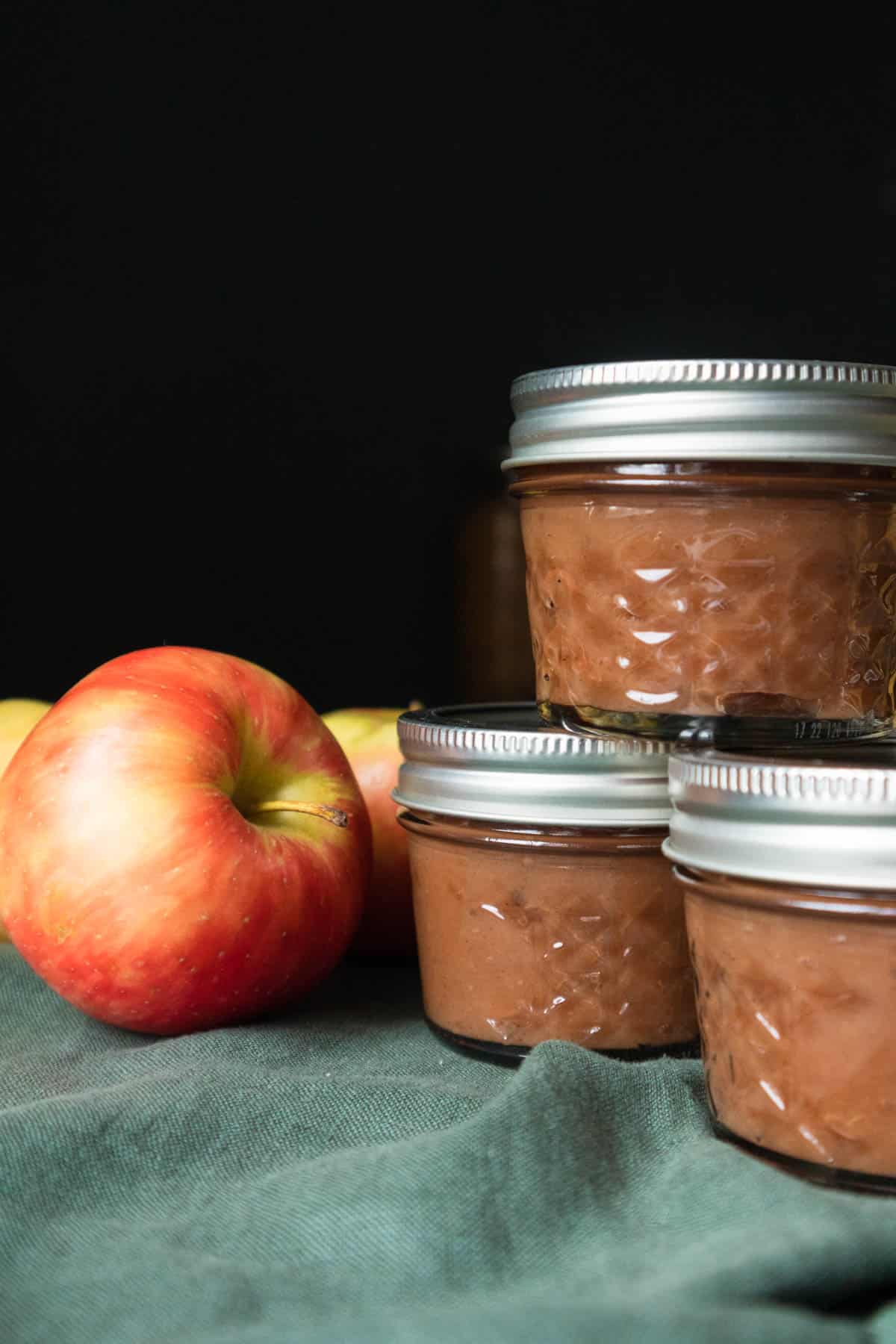 Canned jars of stovetop apple butter