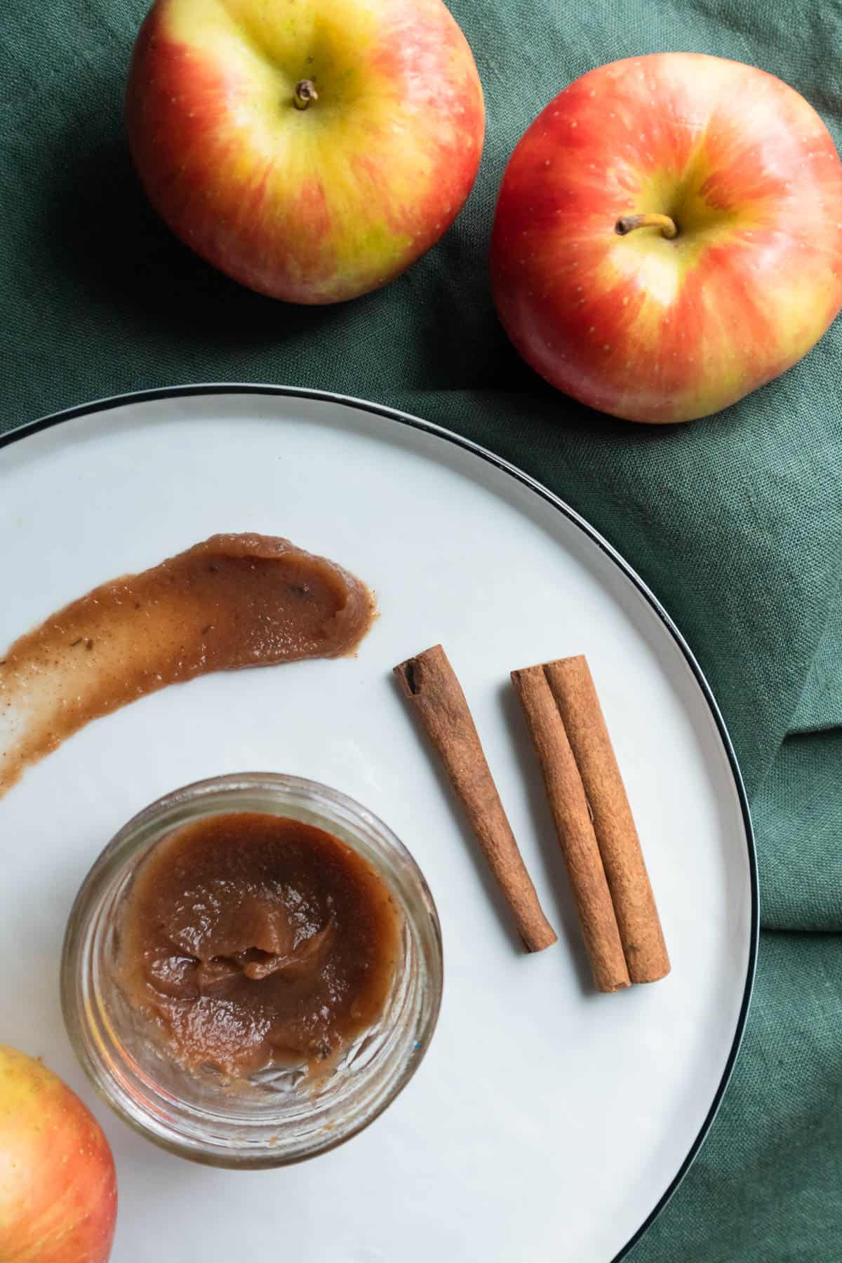A jar of homemade old fashioned apple butter
