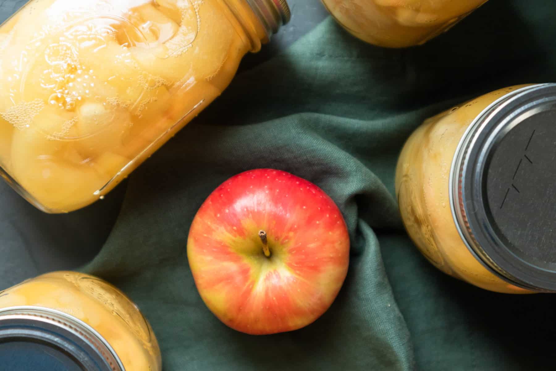 Apples canned in mason jars